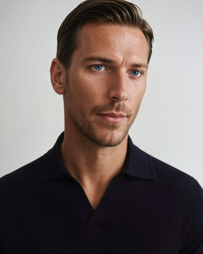 Long Sleeve Polo Without Buttons Black - Sophie New York