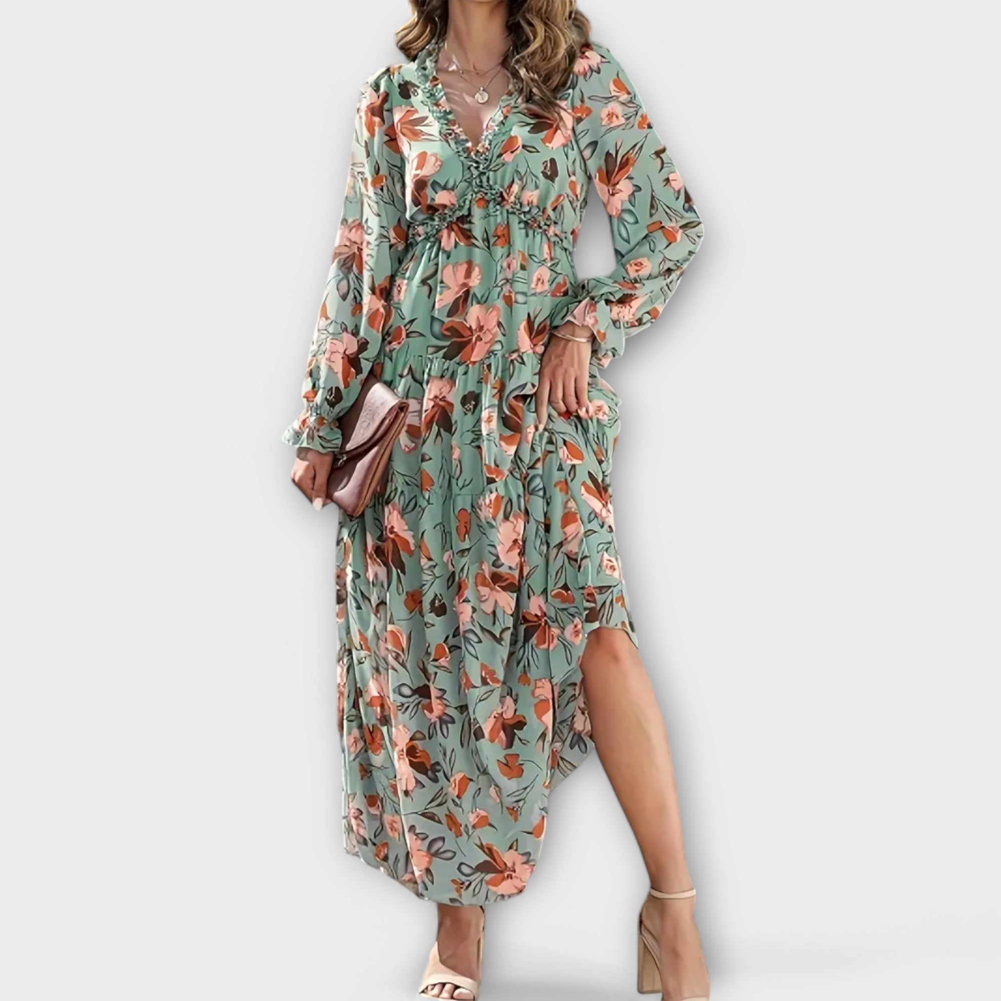 Elle | Floral V-Neck Maxi Dress