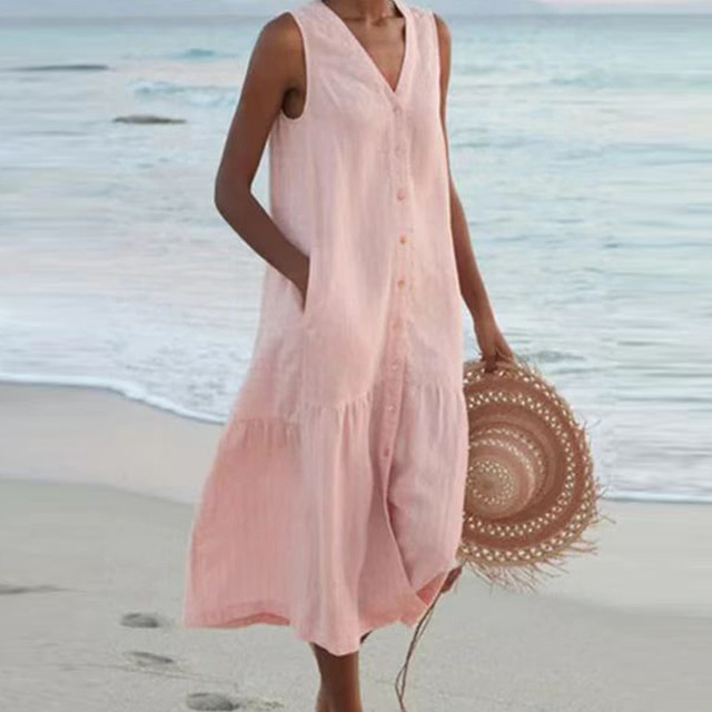 Maria | Stylish V-Neck Button-Down Summer Dress