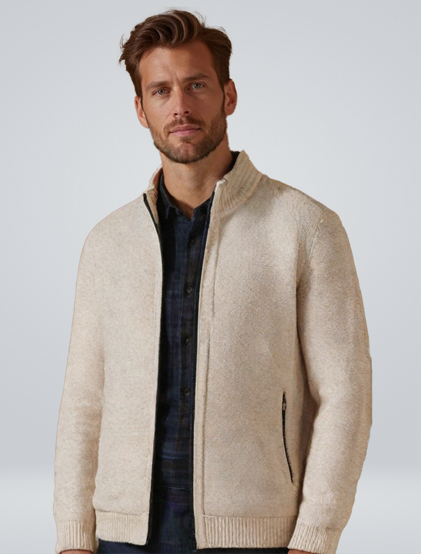 Torben | Knitted vest with checked pattern inside