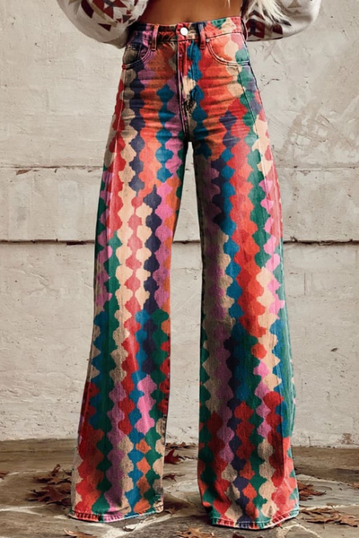 Bonnie | Colorful Patterned Wide-Leg Jeans
