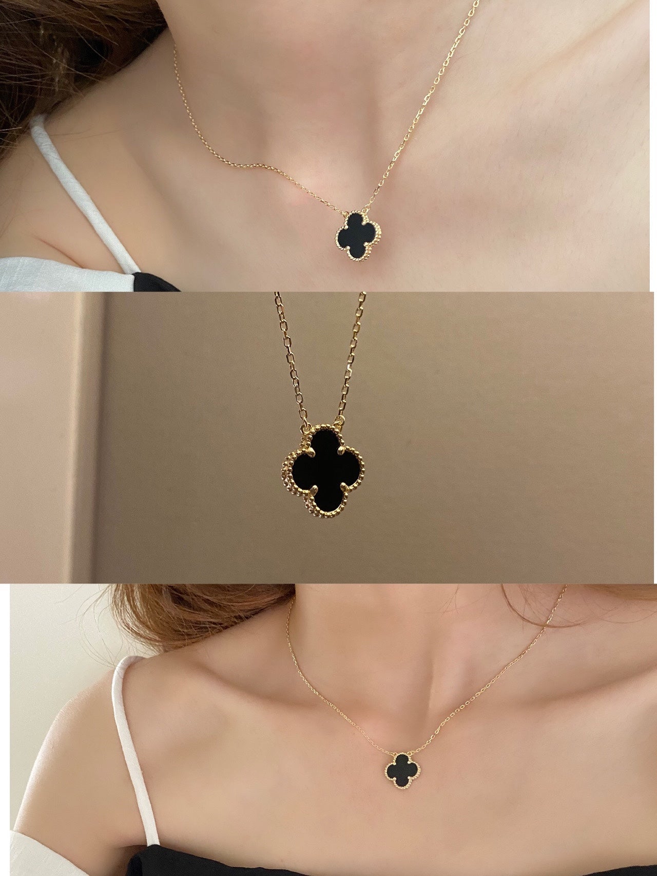 CLOVER LEAF NECKLACE | BLACK