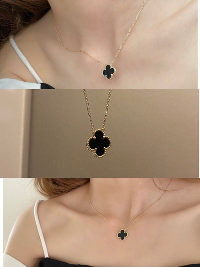 CLOVER LEAF NECKLACE | BLACK