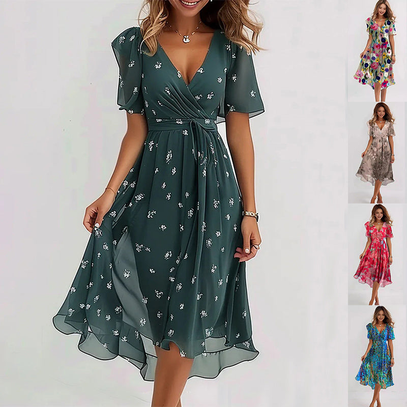 Arianna™ | Lightweight Short Sleeve Dress with Elegant Print