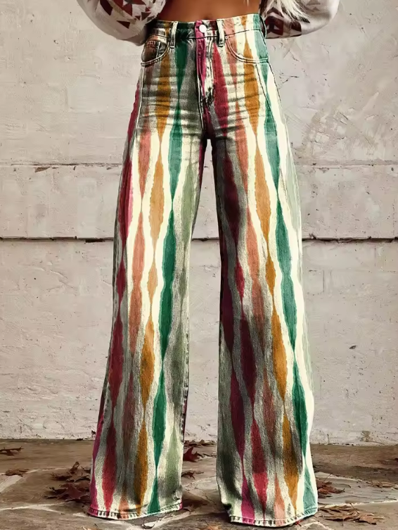 Sydney| Stylish Wide-Leg Patterned Pants