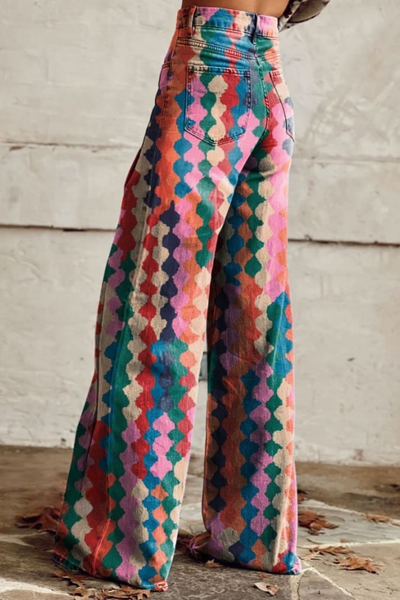 Bonnie | Colorful Patterned Wide-Leg Jeans