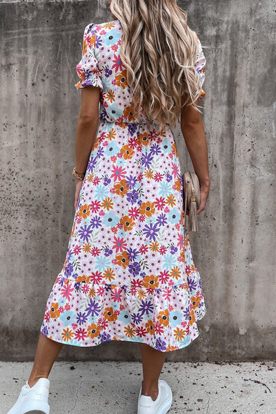 Georgia - Robe longue avec fleurs et décolleté en V