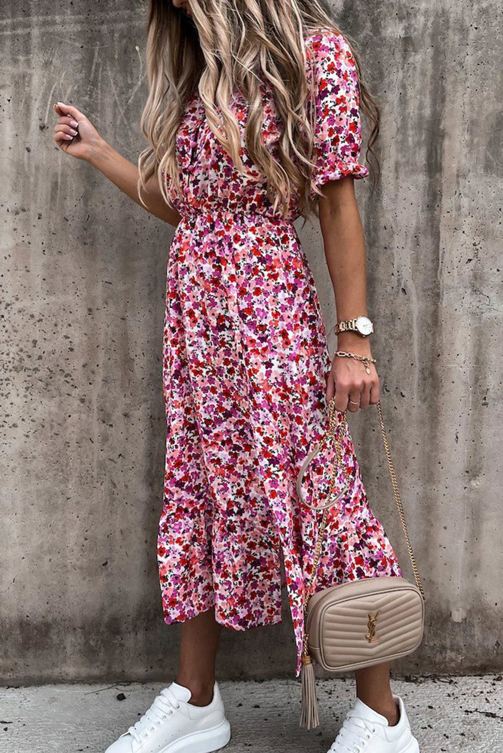 Rosea Floral Maxi Dress with V-Neck