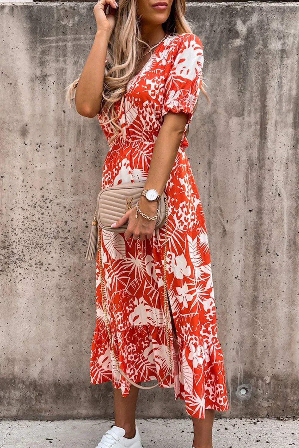 Rosea Floral Maxi Dress with V-Neck