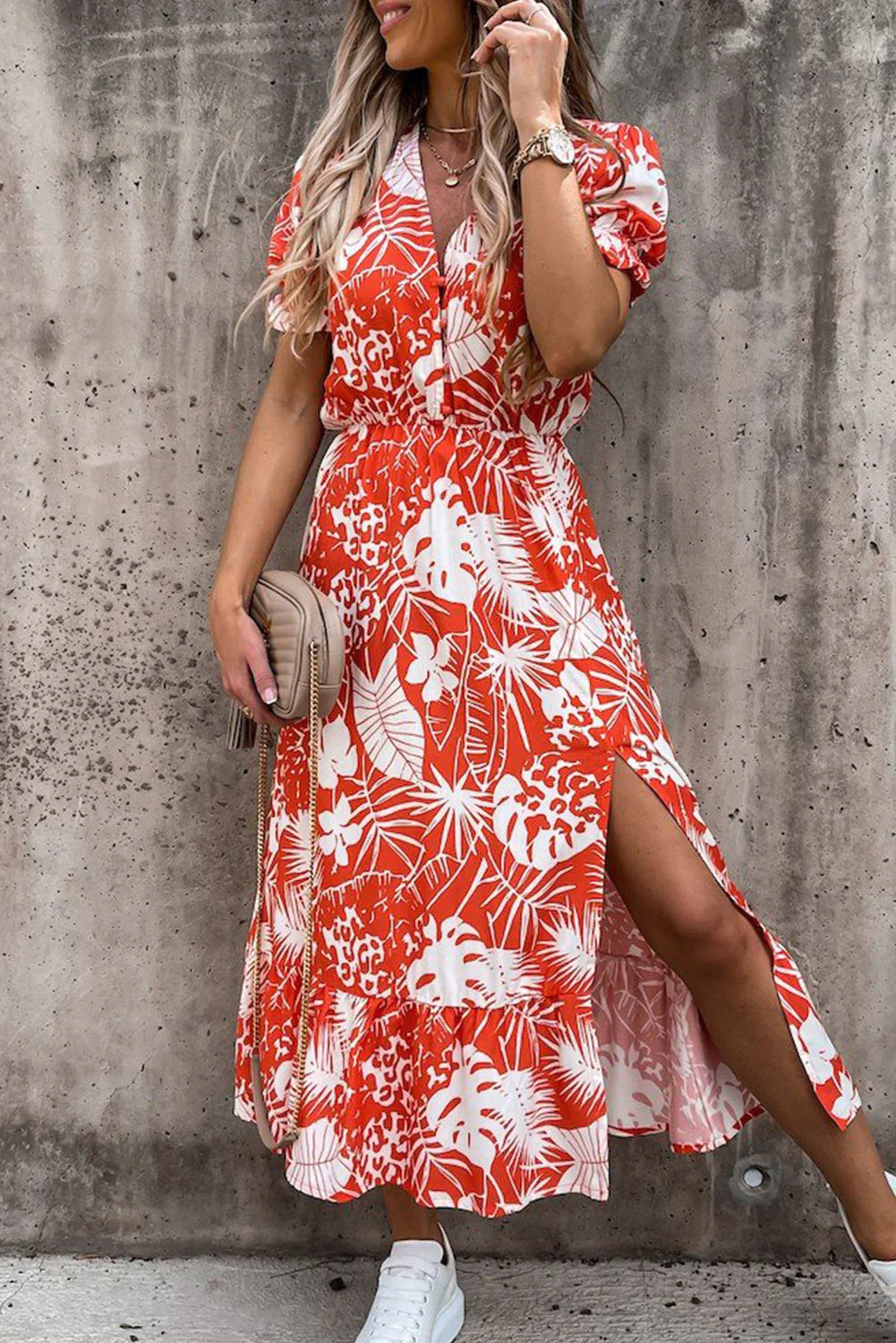 Rosea Floral Maxi Dress with V-Neck