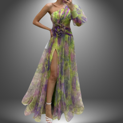 Addison | Maxi Dress with Flowers and One Shoulder