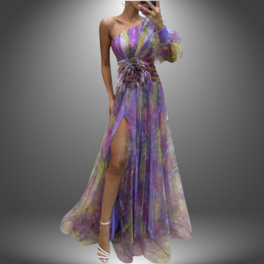 Addison | Maxi Dress with Flowers and One Shoulder