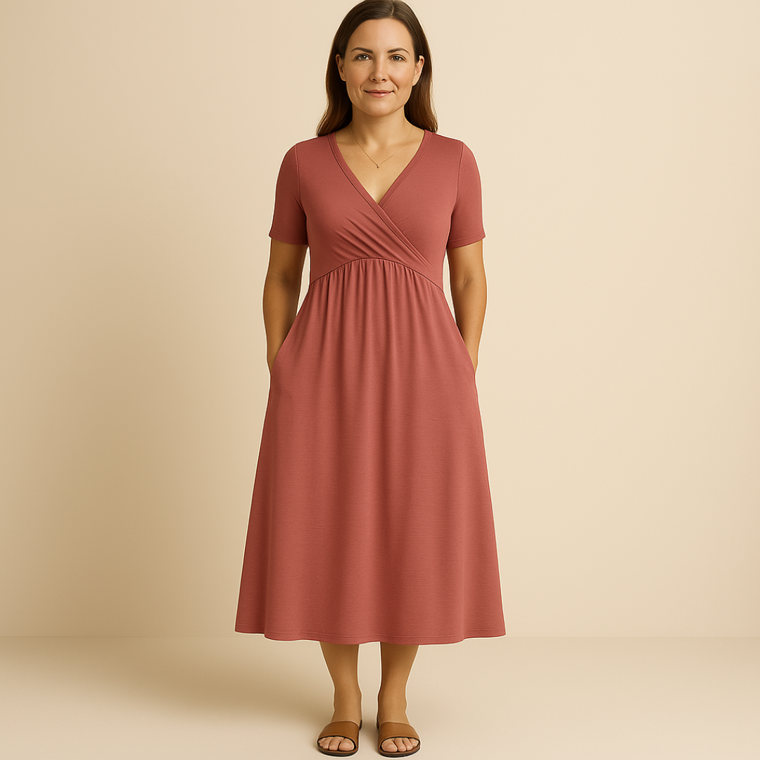 Anny | Stylish V-Neck Midi Dress