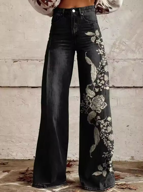 Taylor | Stylish Wide-Leg Embroidered Pants