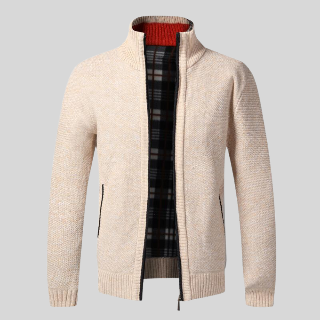 Torben | Knitted vest with checked pattern inside