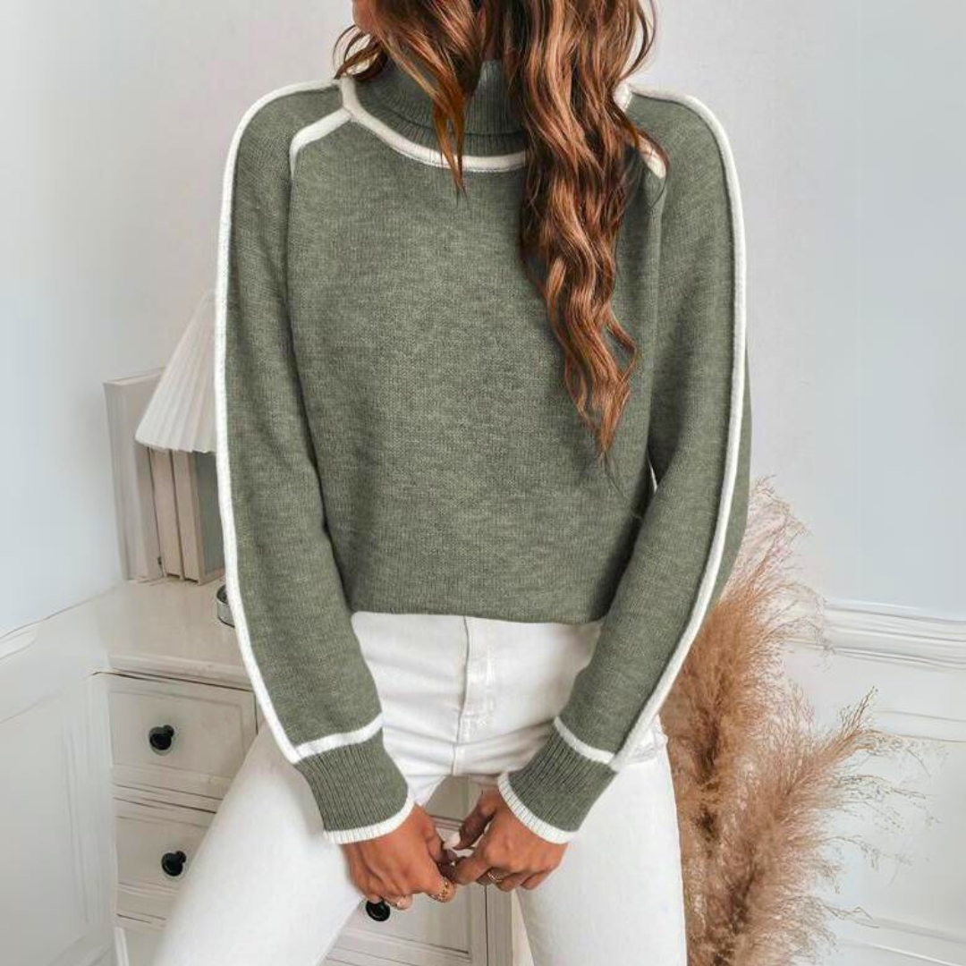 Evelyn™ | Luxurious Olive Green Knit Sweater