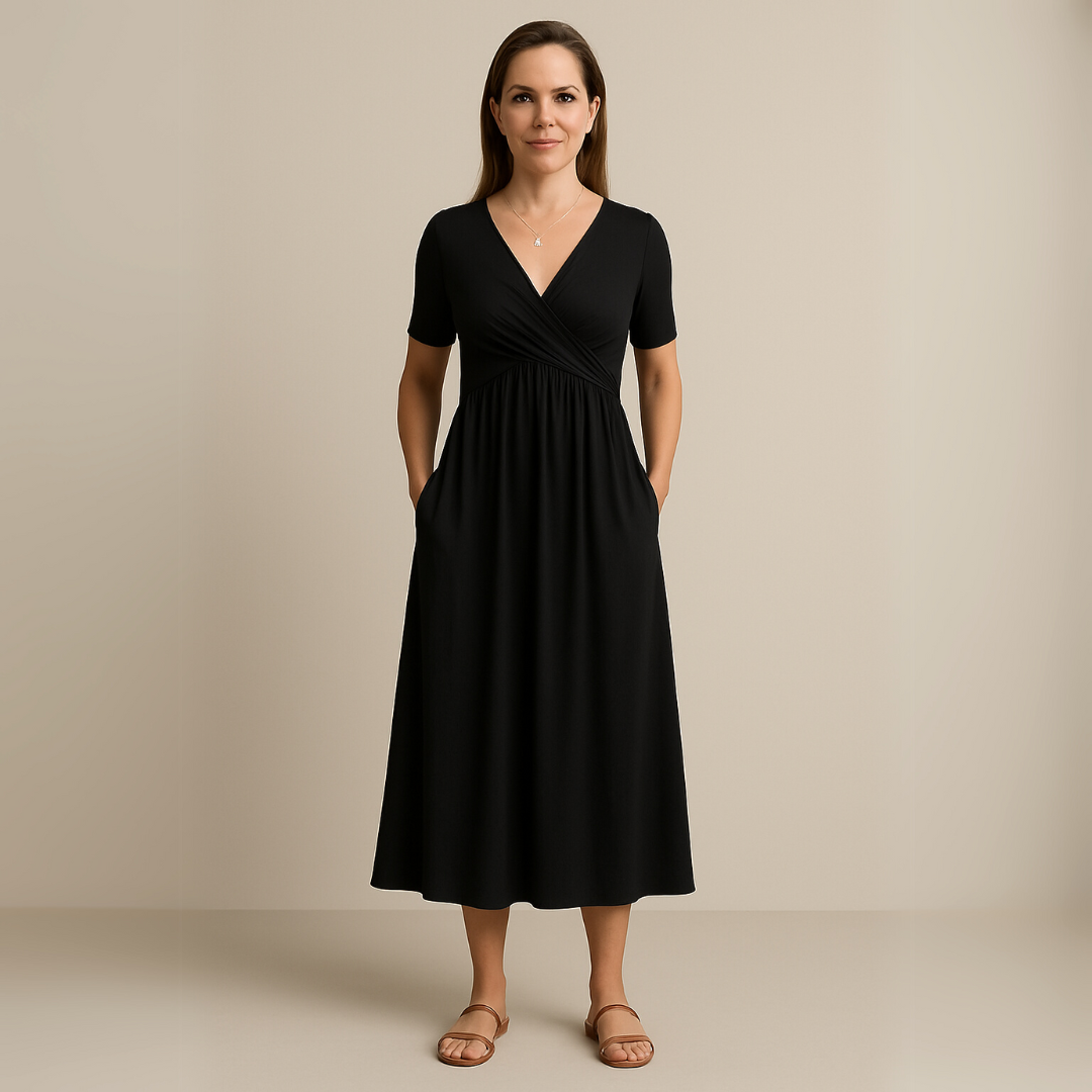 Anny | Stylish V-Neck Midi Dress