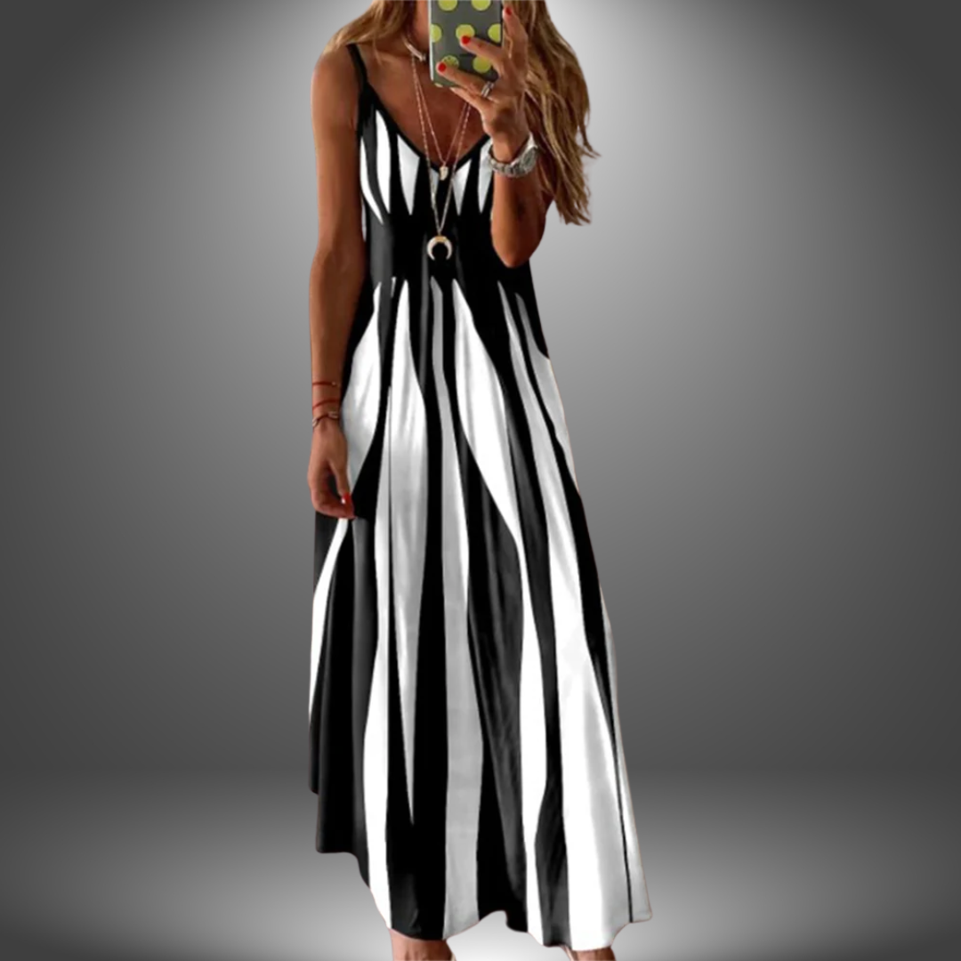 Alicia | Maxi Dress Without Sleeves with Stripes