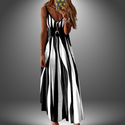 Alicia | Maxi Dress Without Sleeves with Stripes