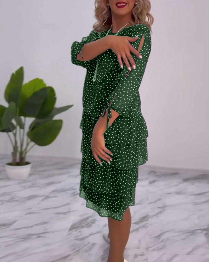 Carla | Festive Stufen Dress with Polka Dot Pattern