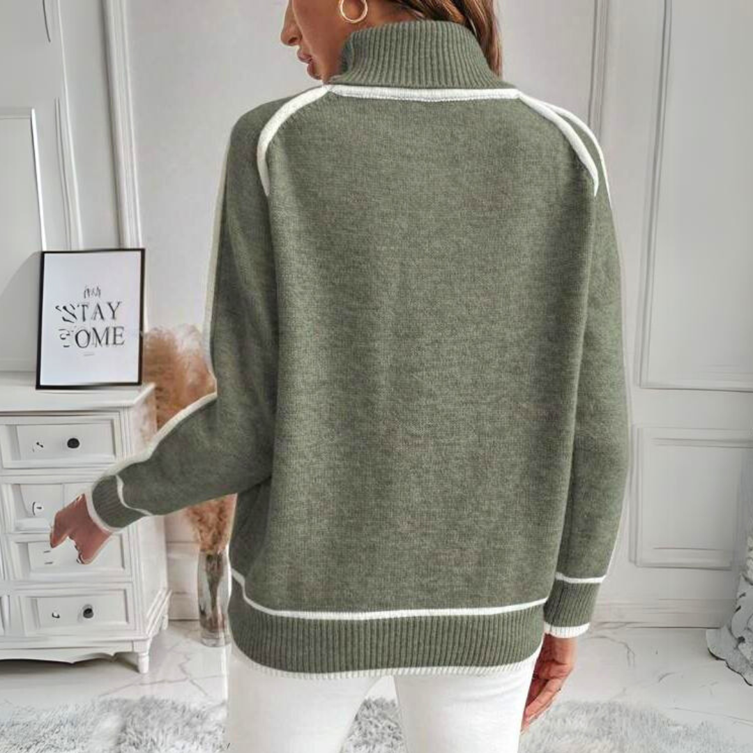 Evelyn™ | Luxurious Olive Green Knit Sweater