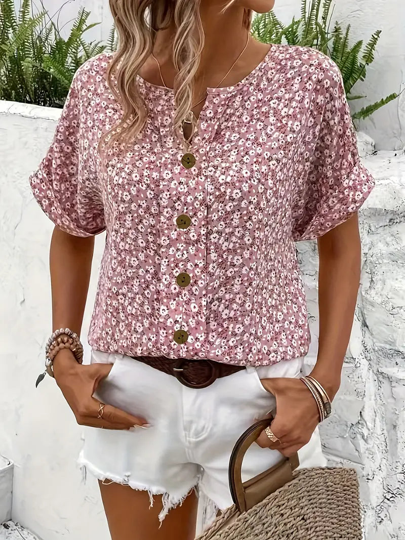 Caitlin | Stylish Button-Down Floral Top for Summer