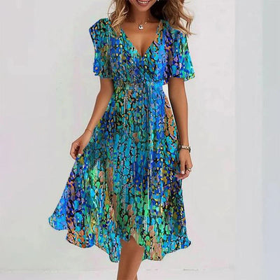 Arianna™ | Lightweight Short Sleeve Dress with Elegant Print