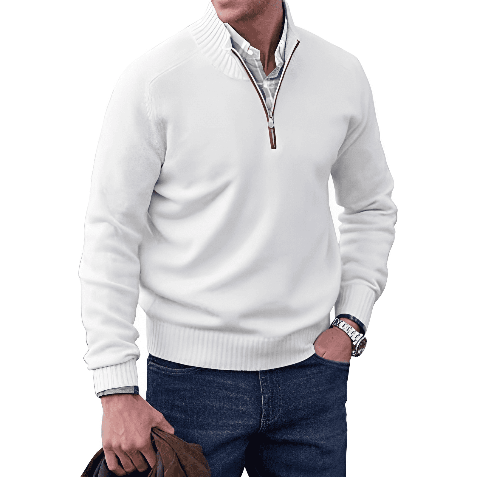 Kasper | Elegant cashmere sweater with zipper
