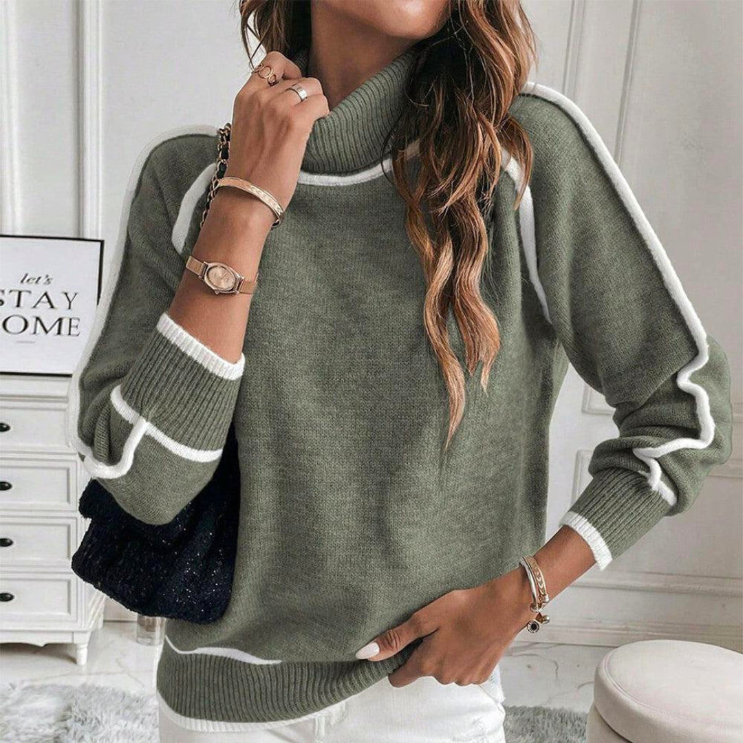 Evelyn™ | Luxurious Olive Green Knit Sweater