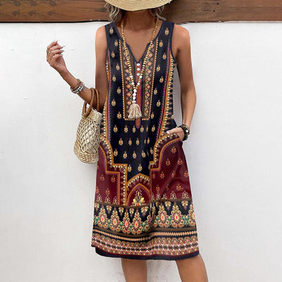 Louise | Sleeveless Black Embroidered Casual Dress