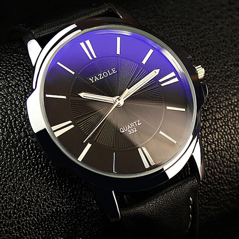 van Baerle® - Luxurious Blue Glass Leather Watch