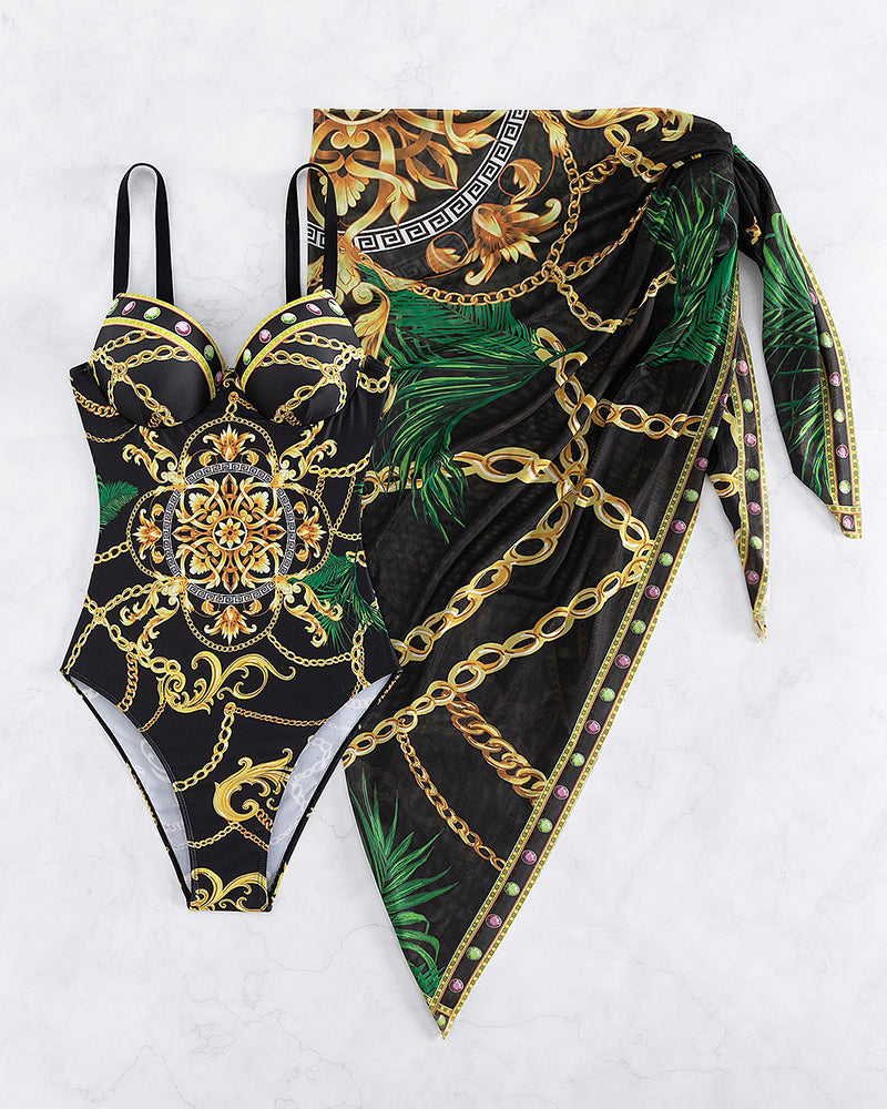 Darius – Unique swimsuit with push-up effect and matching beach skirt