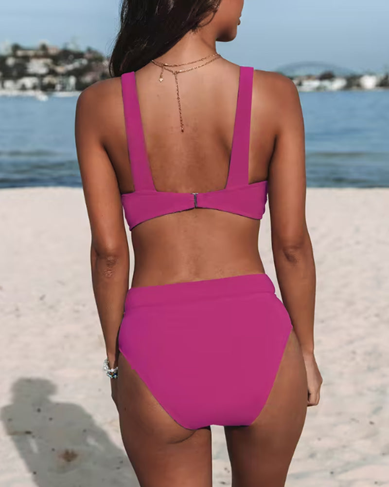 Hilde - Solid Color High Waist Swimsuit