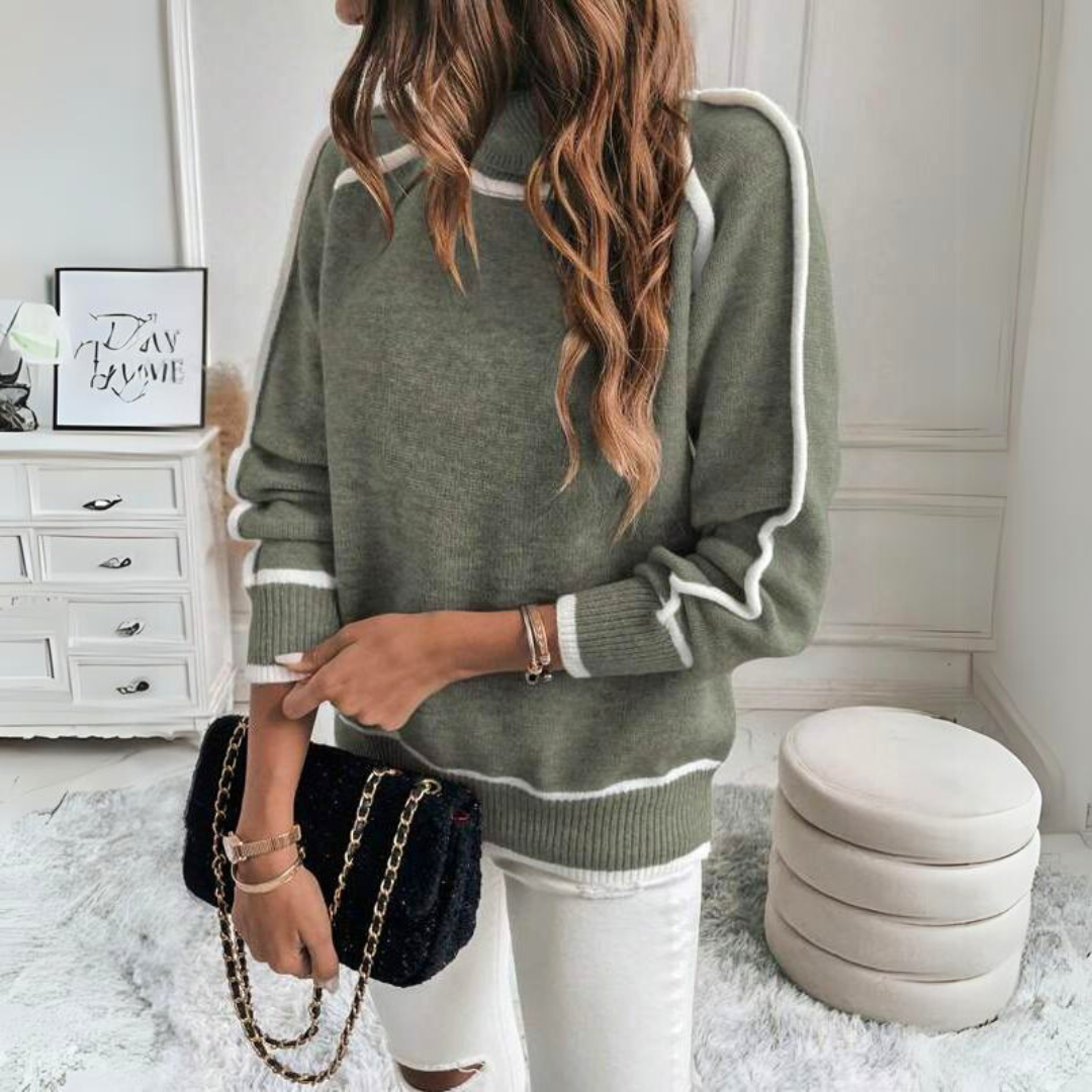 Evelyn™ | Luxurious Olive Green Knit Sweater