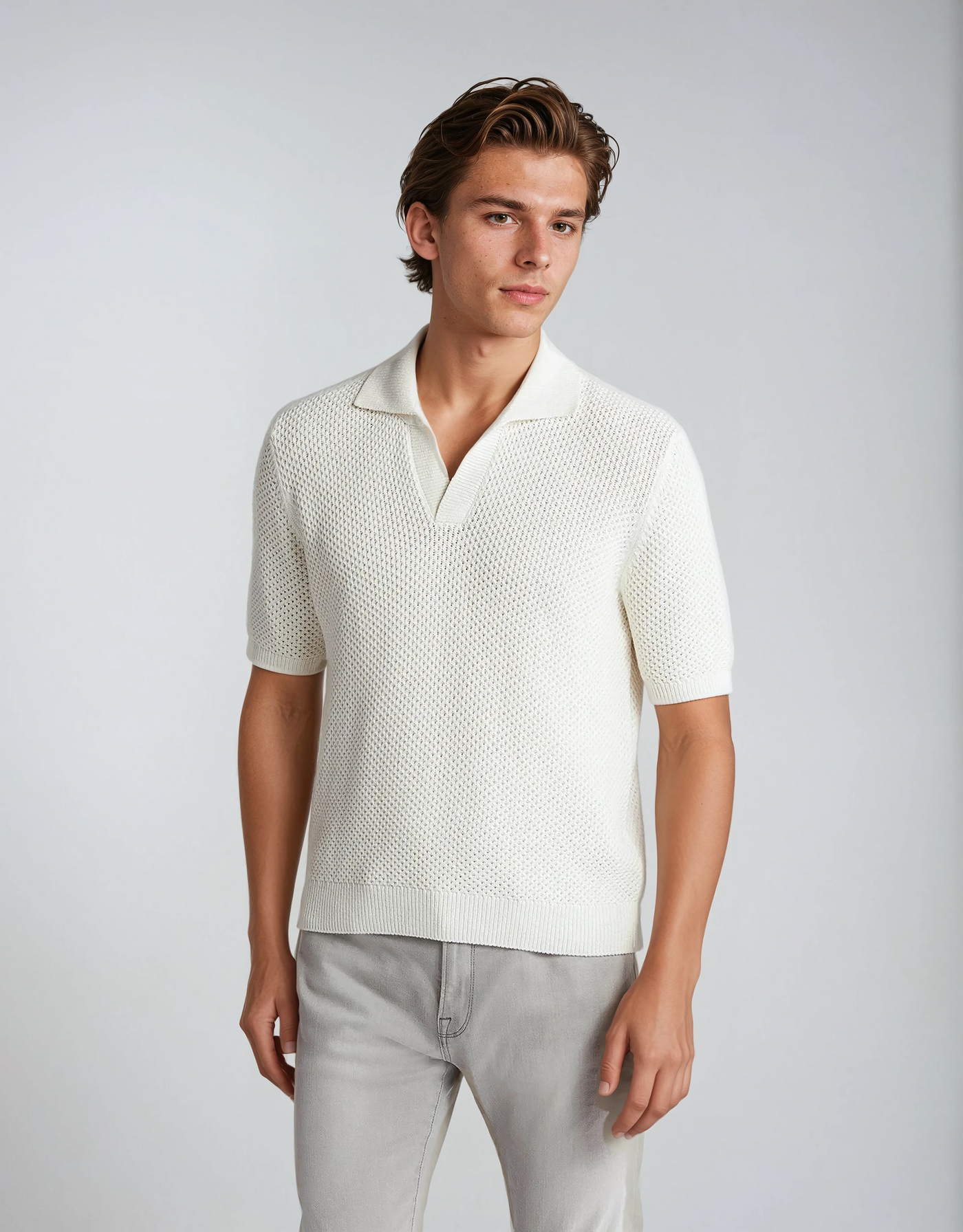 Crochet Polo White - Sophie New York