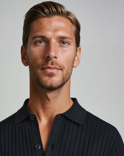 Crocheted Cardigan Polo Black - Sophie New York