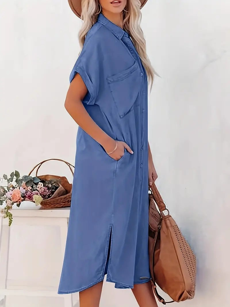 Nina™ | Shirt Dress with Fixed Pockets