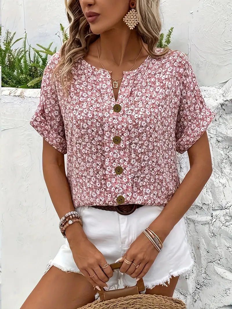 Caitlin | Stylish Button-Down Floral Top for Summer