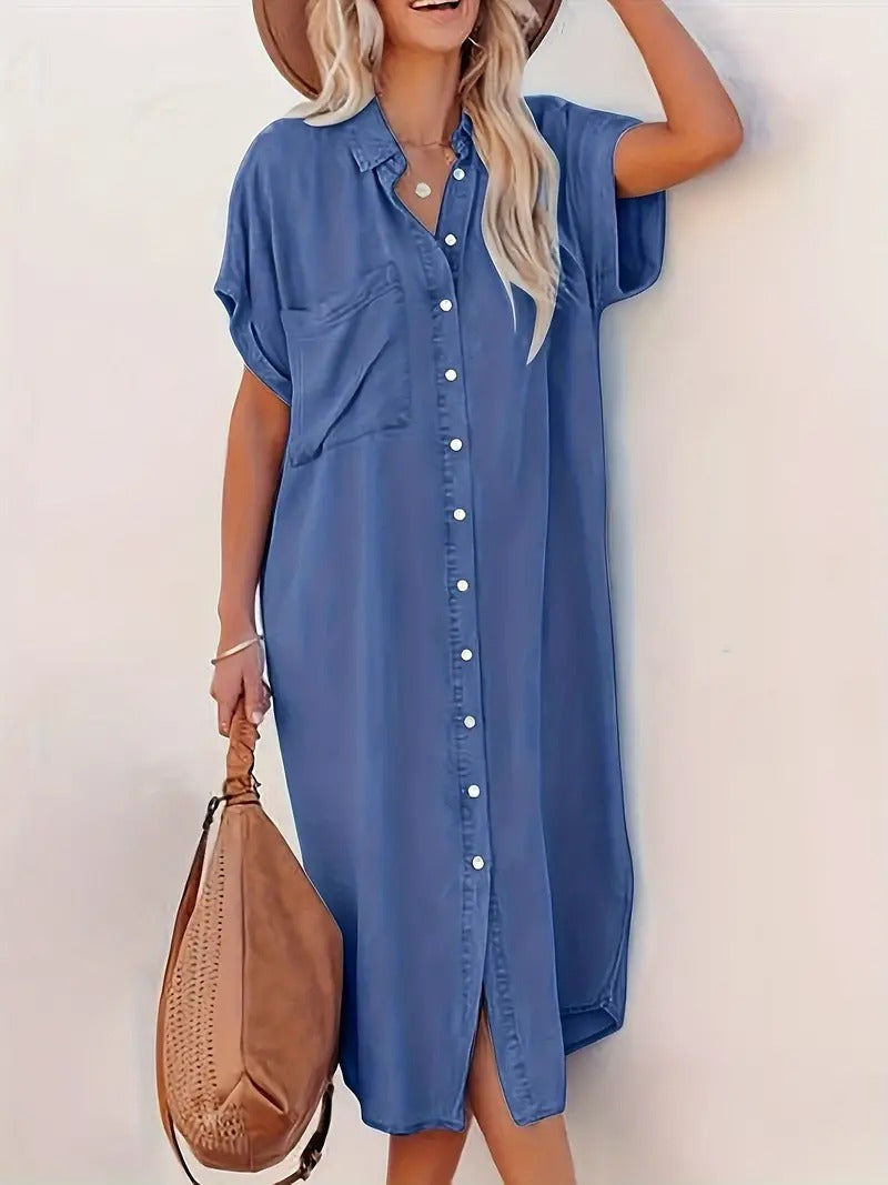 Nina™ | Shirt Dress with Fixed Pockets