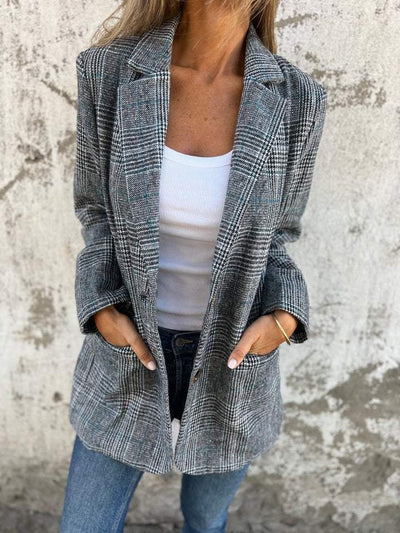 Danaya™ - Stylish Women's Winter Check Blazer