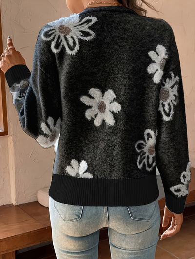 Nina | Knitted Cardigan with Floral Pattern