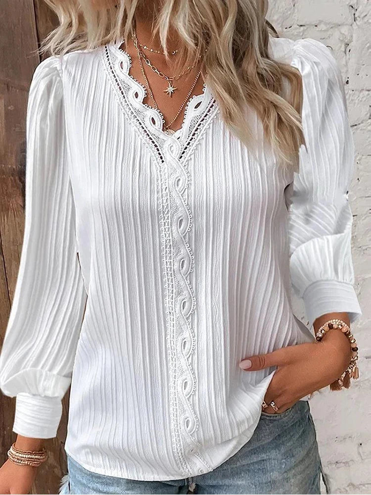 Lace Blouse with Puff Sleeves | Olsen & Olsen™