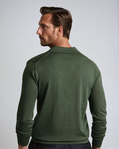 Long Sleeve Polo Without Buttons Green