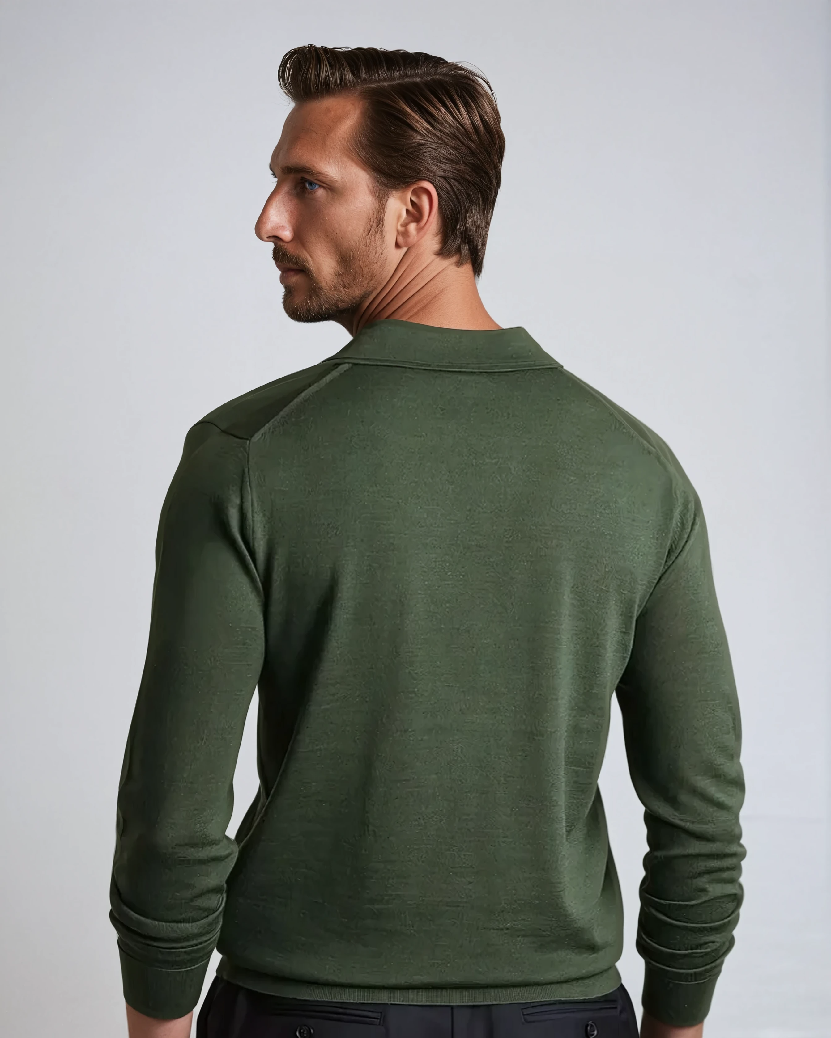 Long Sleeve Polo Without Buttons Green - Sophie New York