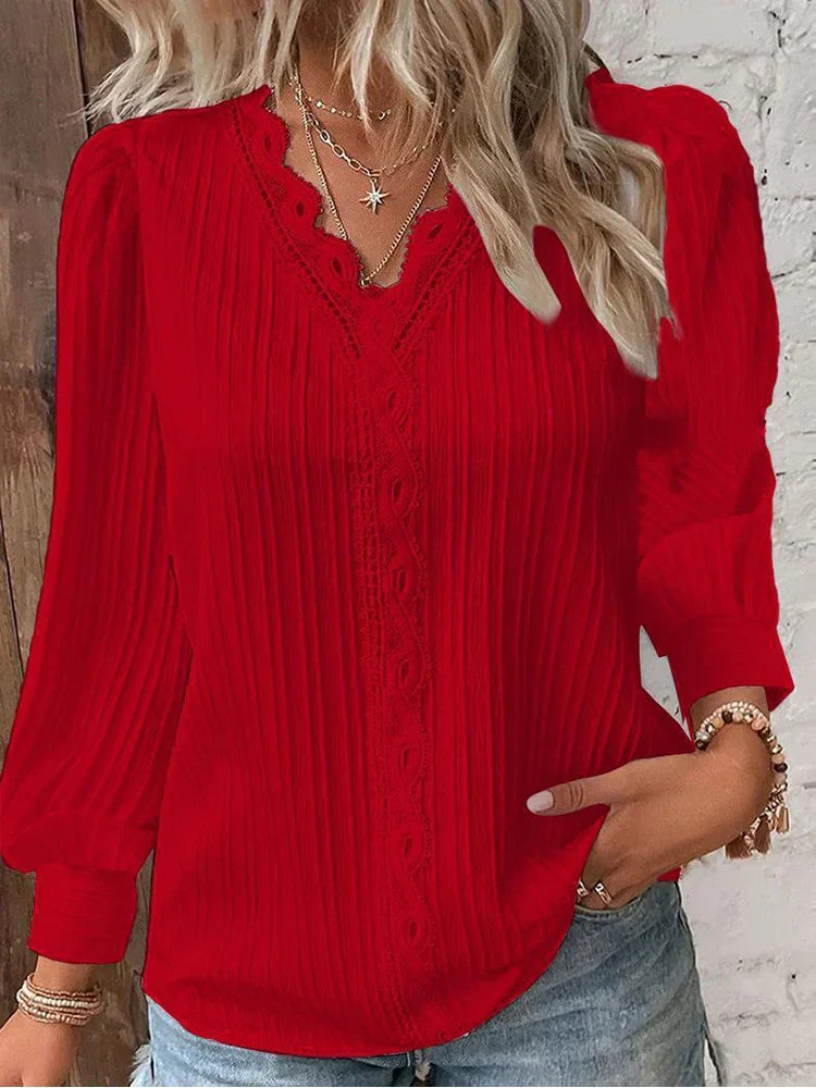 Lace Blouse with Puff Sleeves | Olsen & Olsen™