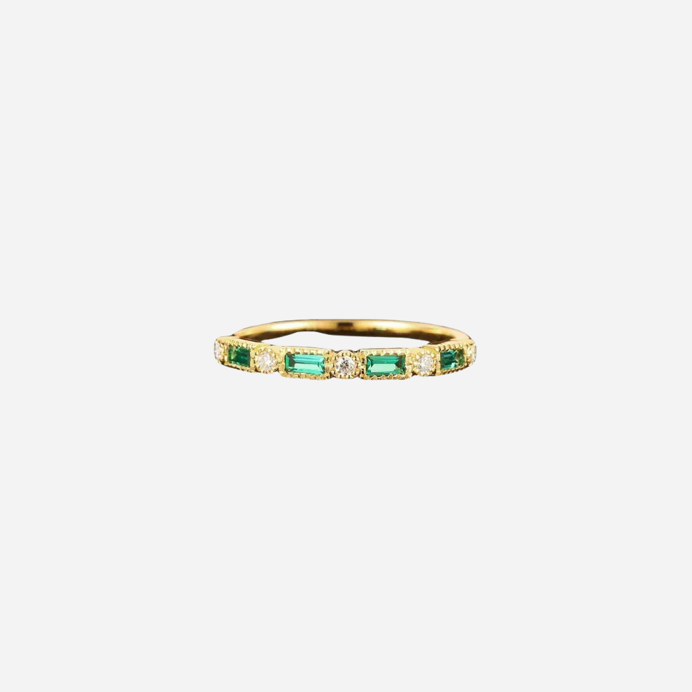 Alexia | Gold Ring with Green Zircon Inlay