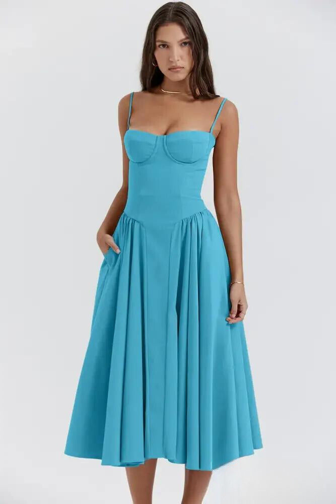 Omnia™ | Sleeveless Midi Dress with Corset Fit
