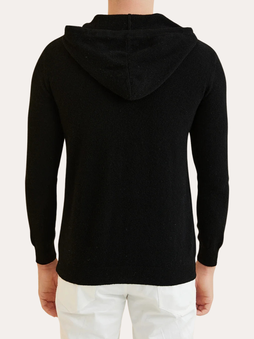 Essential Cashmere Hoodie - Deep Black - Sophie New York
