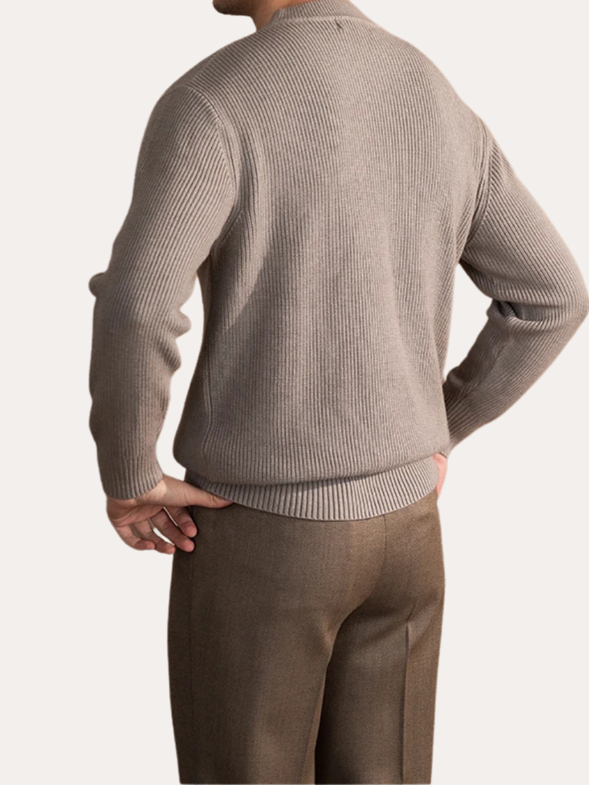 Ribbed O-Neck Sweater Gray - Sophie New York