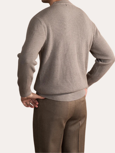 Ribbed O-Neck Sweater Gray - Sophie New York